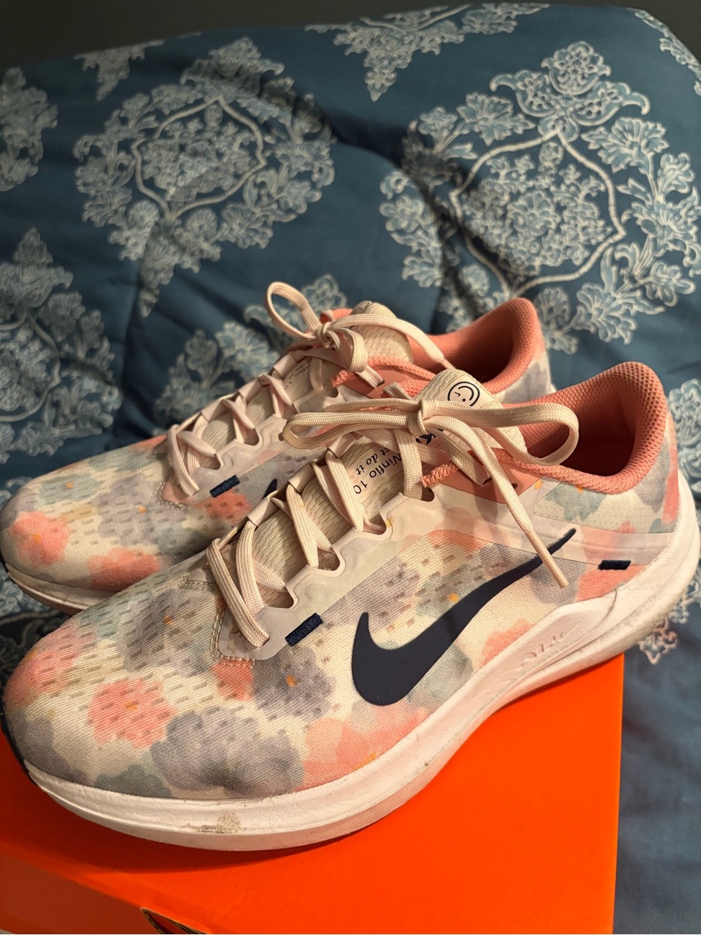 Nike Women's Running Shoes - Peach, Light Gray & Navy Accents